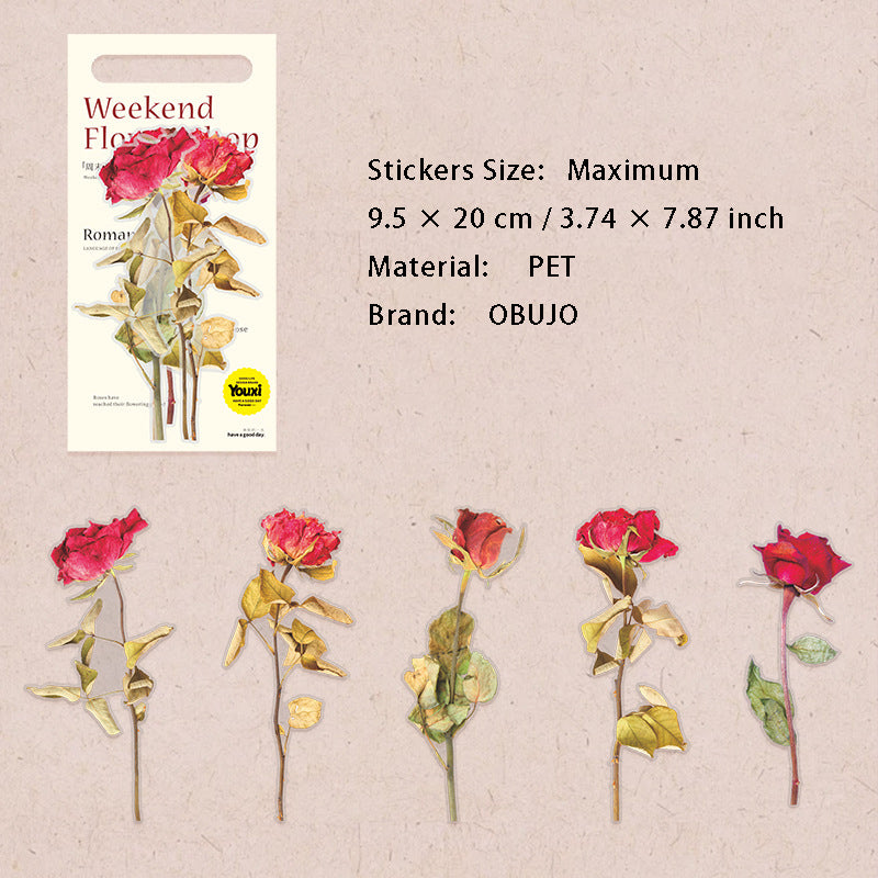 10 Pcs Large Size Rose PET Stickers MGYD