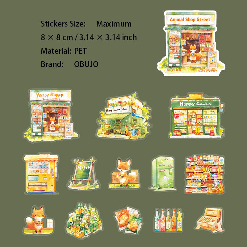 13 Pcs Animal Shop Store PET Stickers DWSD