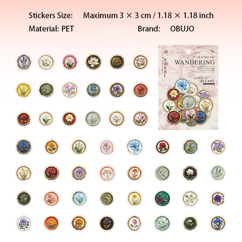 50 Pcs Flower Butterfly PET Stickers MDJM