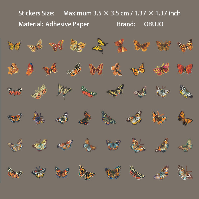 50 Pcs Vintage Butterfly Stickers PJZC