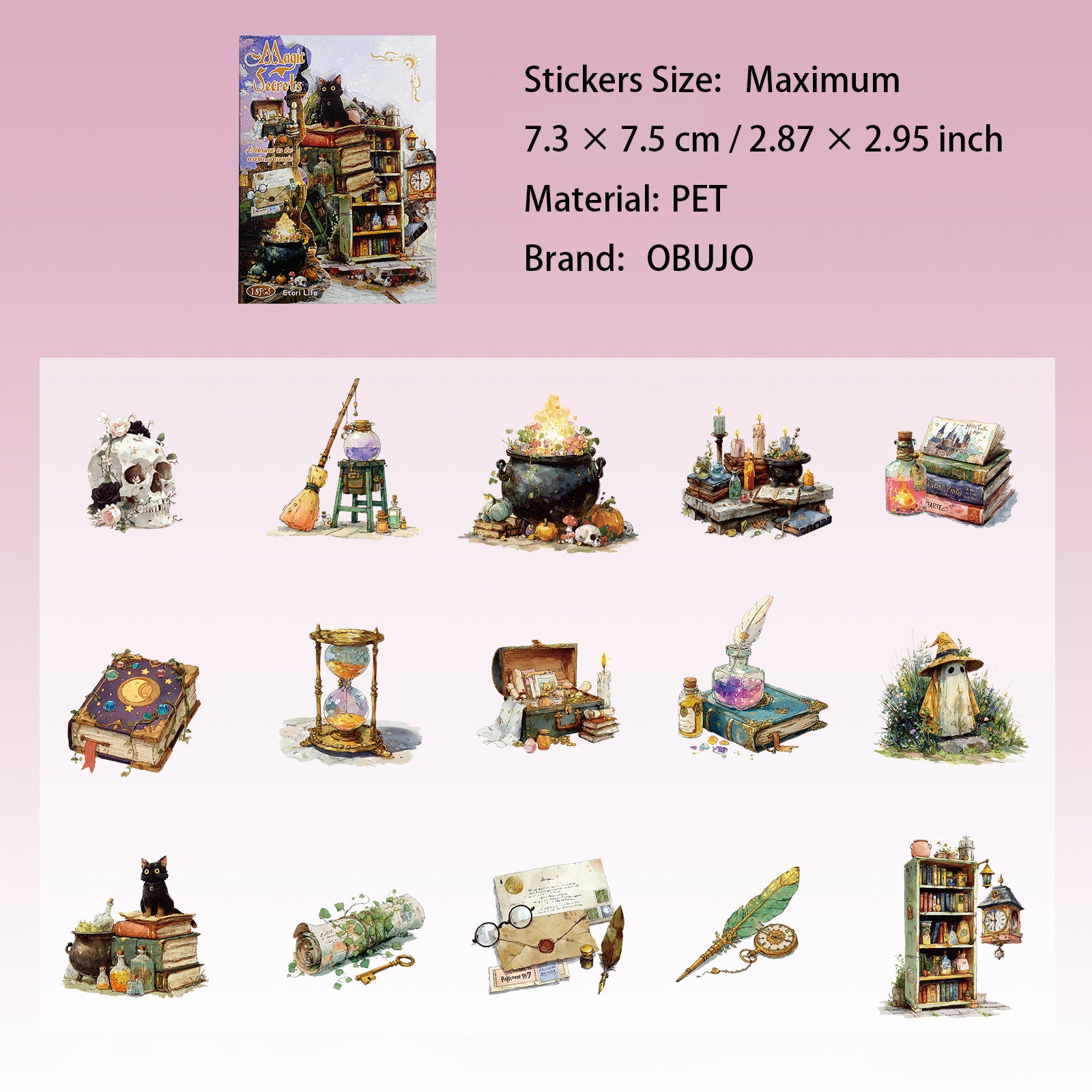 15 Pcs Gothic Magic PET Stickers MFMZ
