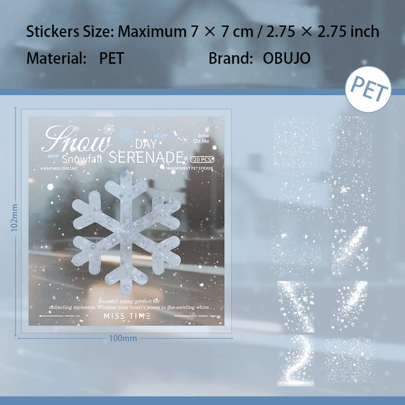 1 Roll Snow Themed PET Stikcers JRYX