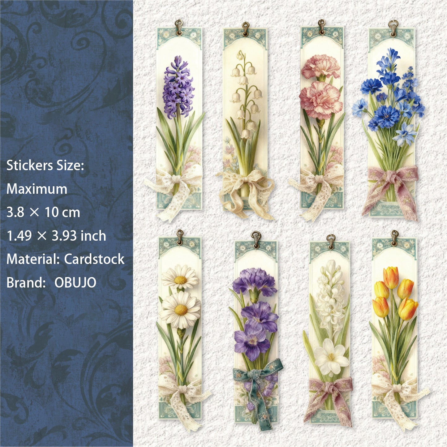 15 Pcs Vitnage Floral Cardstock Stickers SJXL