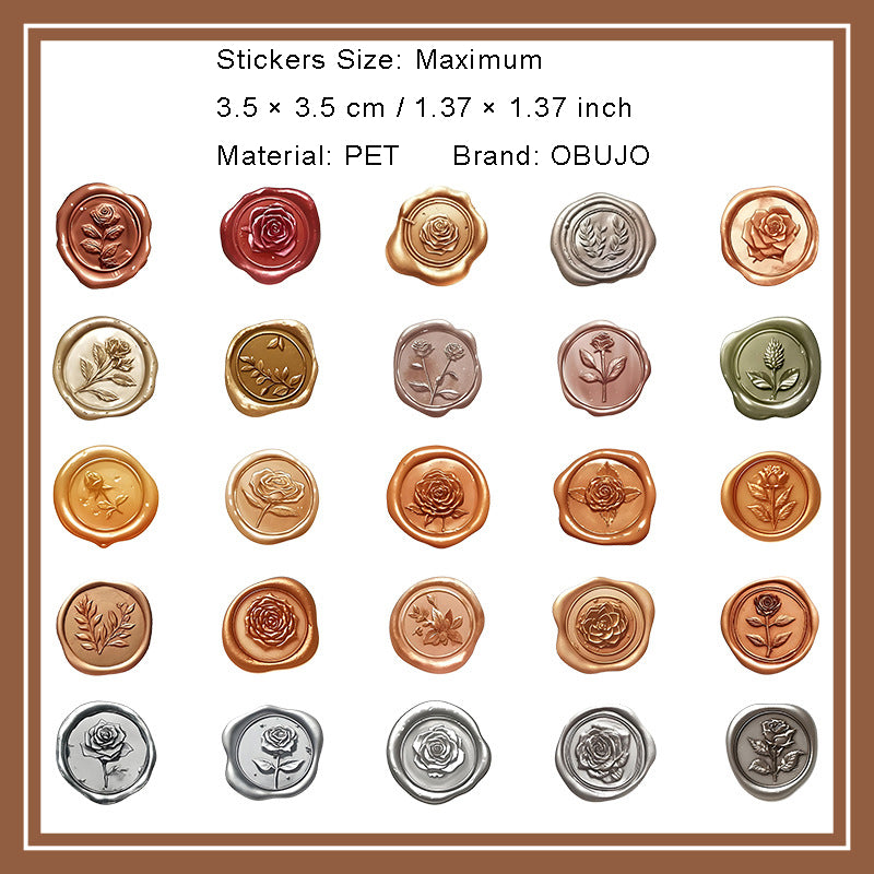 25 Pcs Wax Seal PET Stickers SGHQ