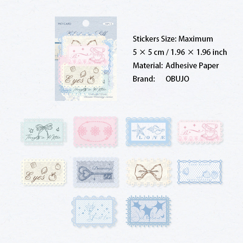 20 Pcs Vintage Lace Label Stickers CWZM
