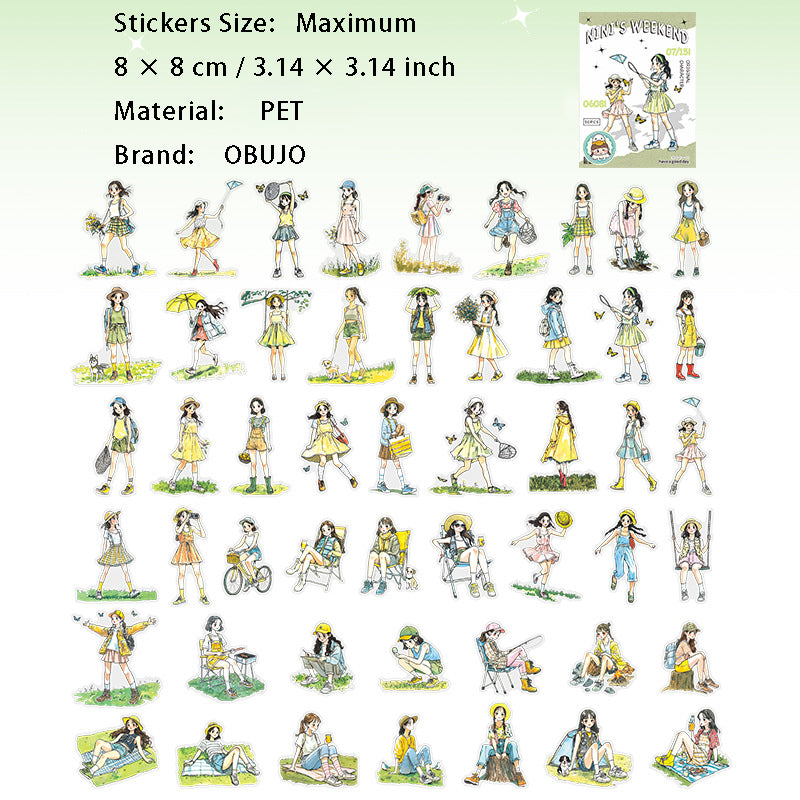 50 Pcs Holiday Girl PET Sitckers NNZM