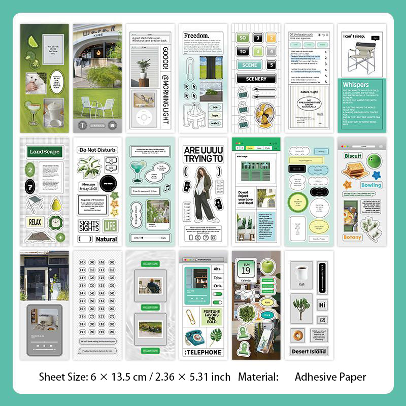 20 Sheets Aesthetic Journal Stickers Book RCFX