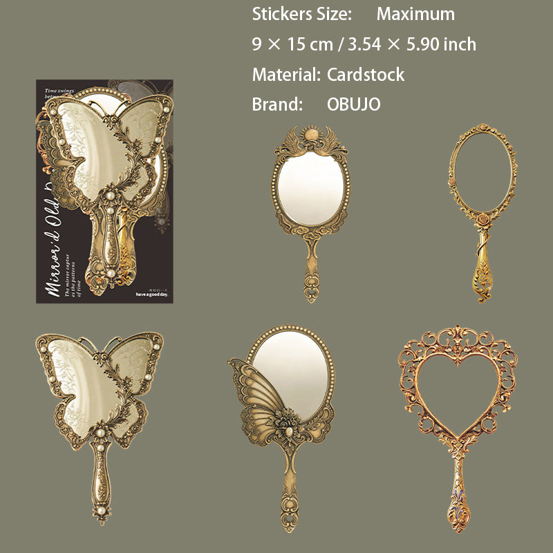 10 Pcs Vintage Mirror Jthemed Cardstock Stickers JMXL