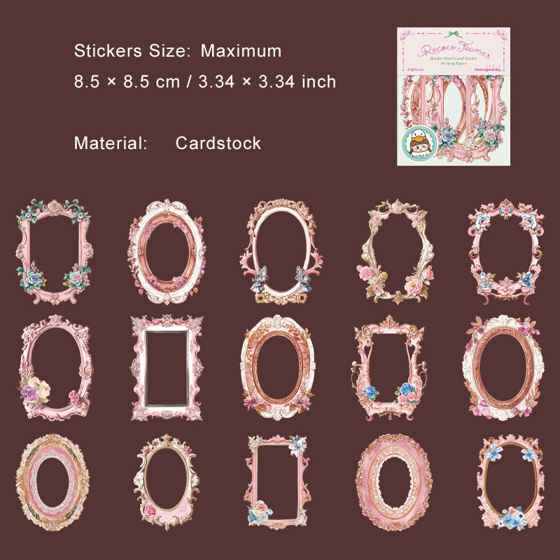 15 Pcs Vintage Floral Frame Stickers LKKJK