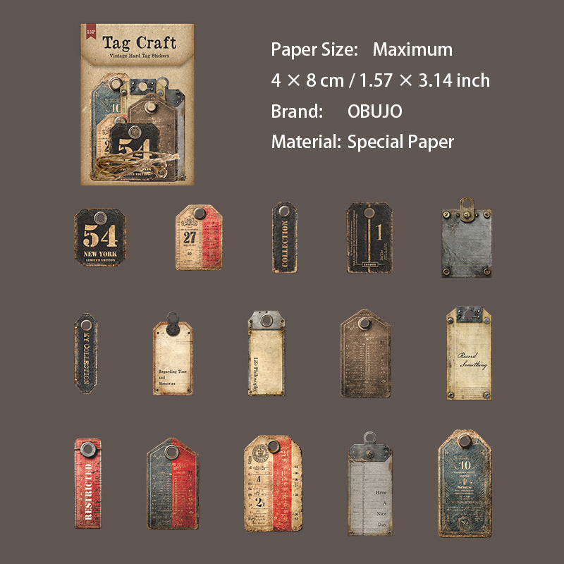 15 Pcs Vintage Tag Stickers BQSZG