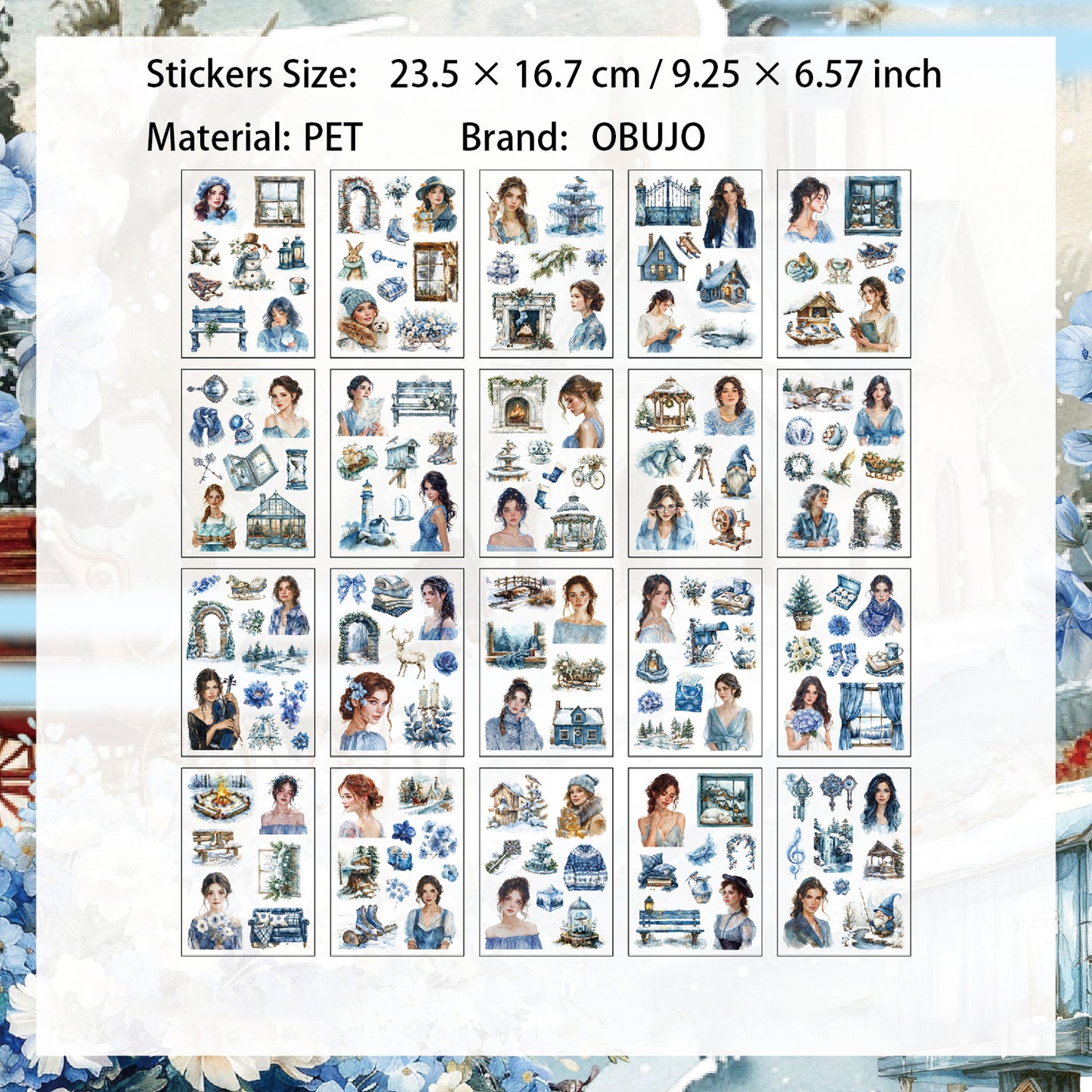 20 Sheets Seasonal Girl PET Stickers Book SJXS