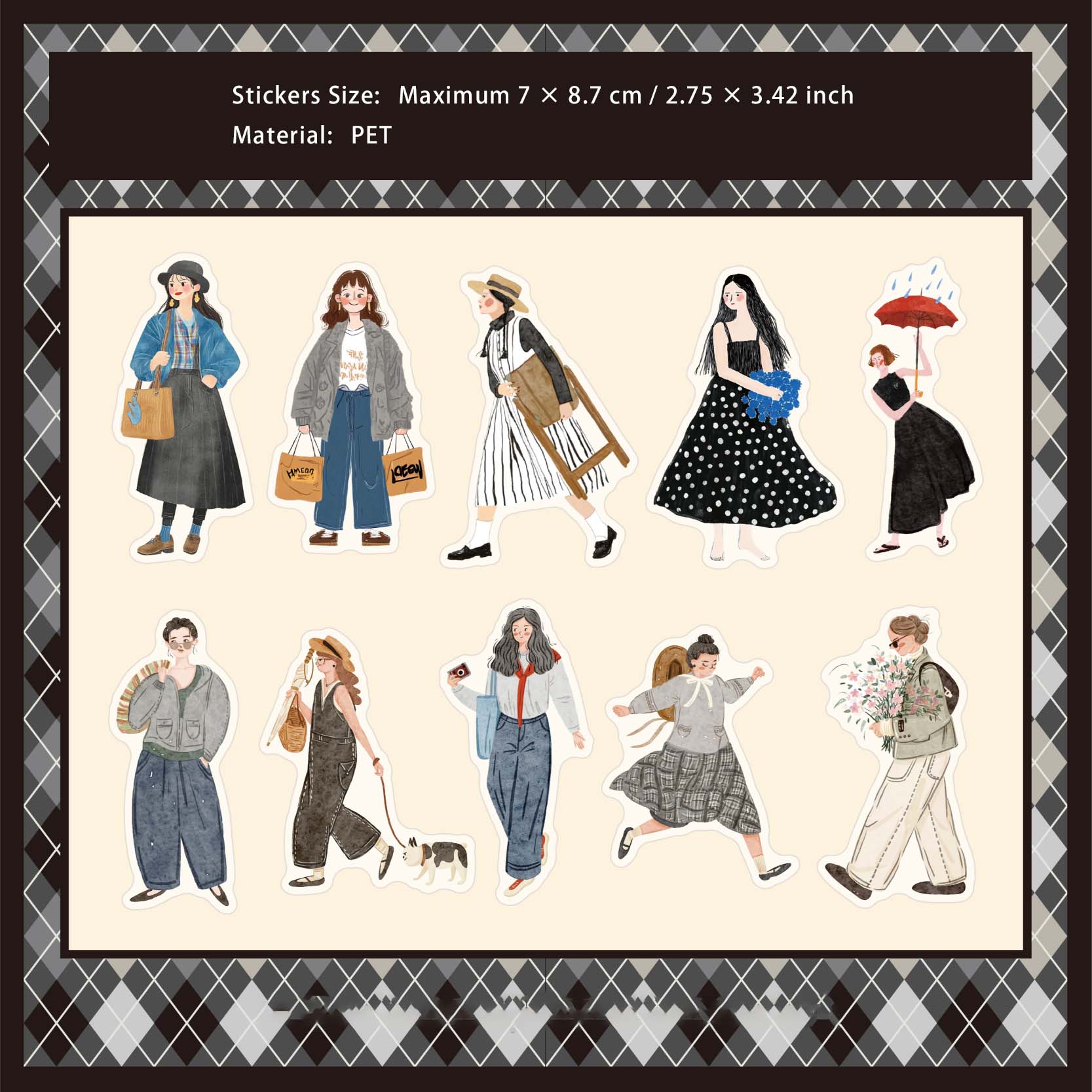 20 Pcs Weekend Girl PET Stickers BRXL