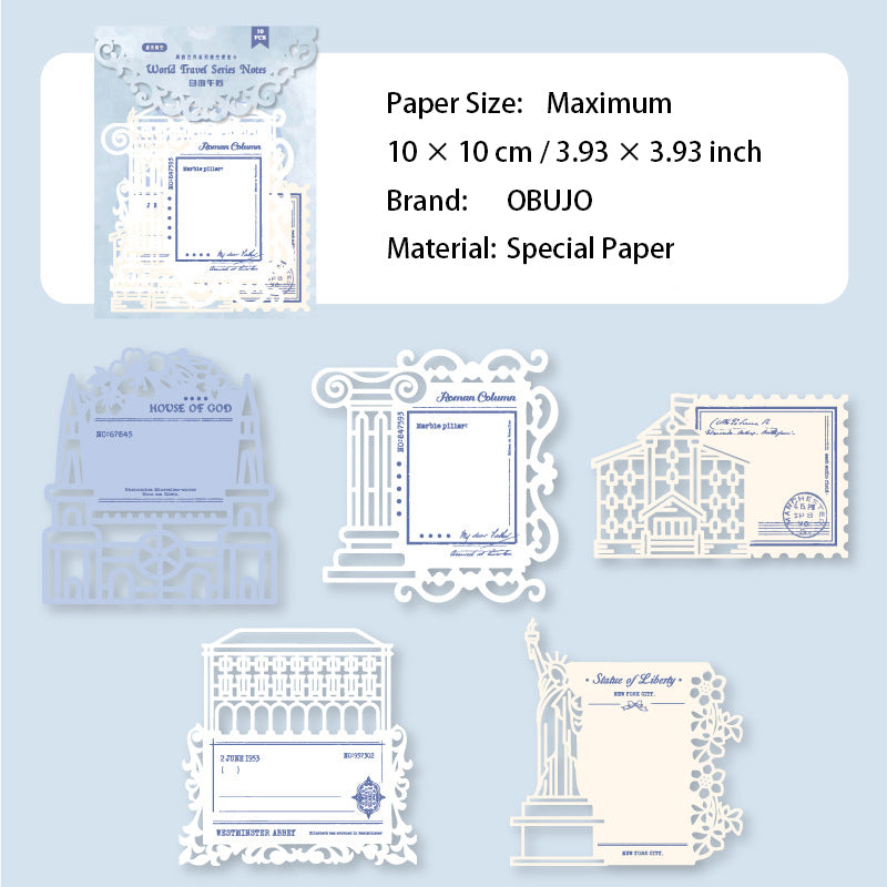 10 Pcs Travel Theme Journal Paper ZYSJ