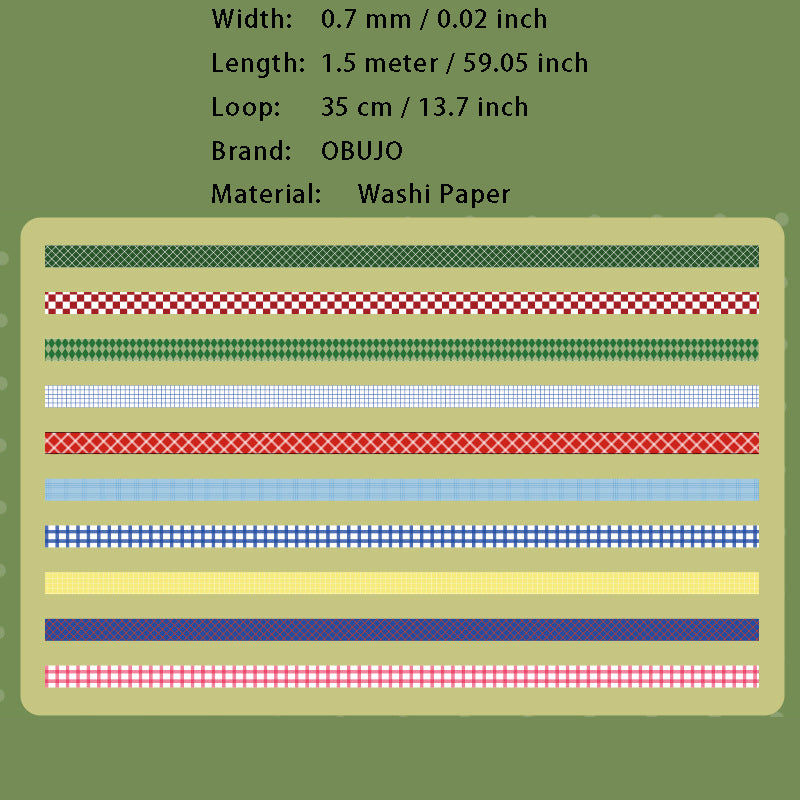 10 Rolls Star Grid Stripe Washi Tape Set ZHSJ