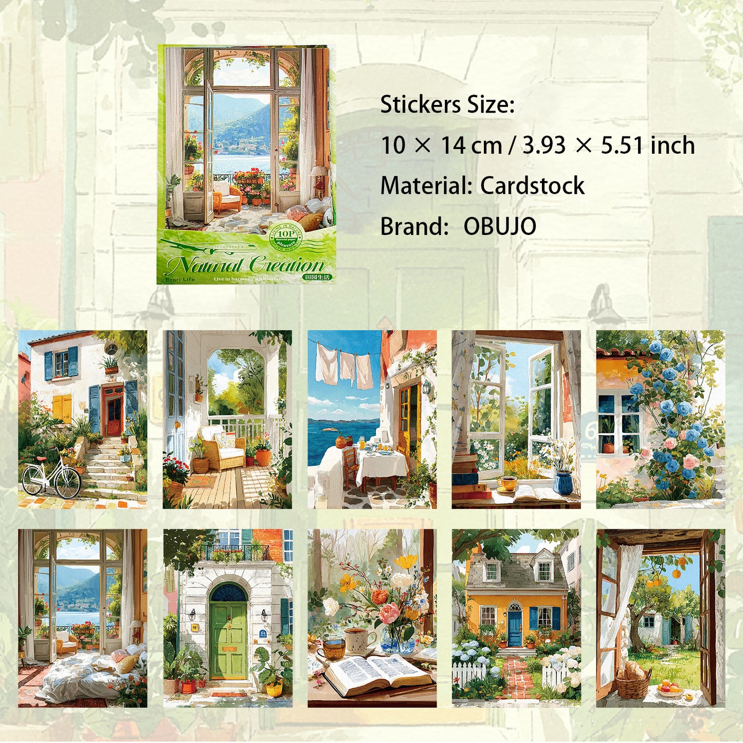 15 Pcs Seasonal Landscape Cardstock Stickers ZRZW