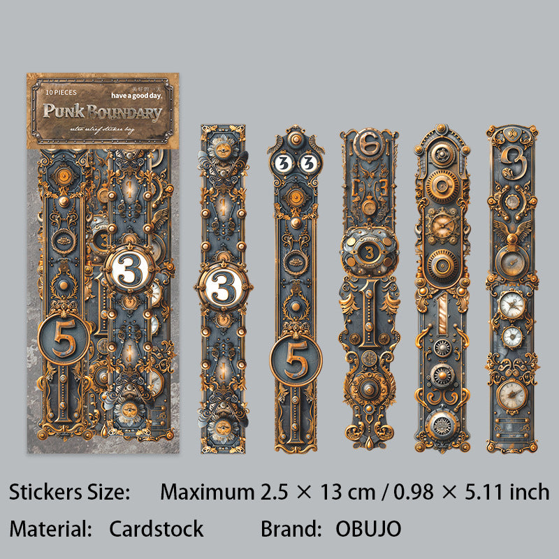 10 Pcs Punk Themed Cardstock Stickers PKBJ