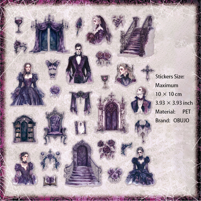 30 Pcs Dark Gothic PET Stickers YSJL