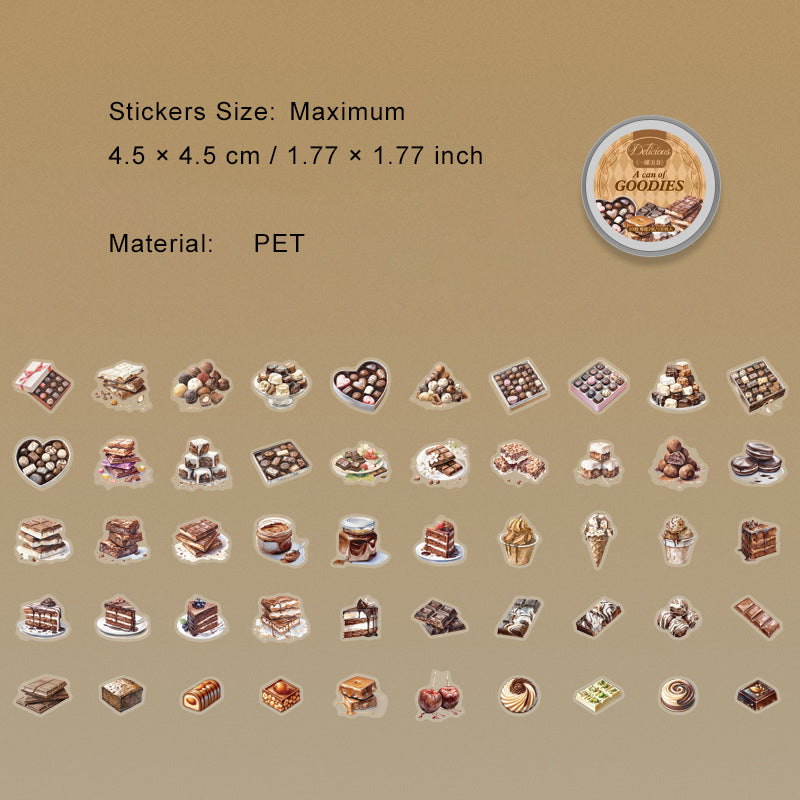 100 Pcs Cake Dessert Choclate PET Stickers YGMS
