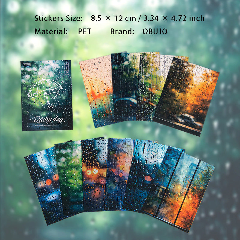 10 Pcs Rainy Season PET Stickers YJSG