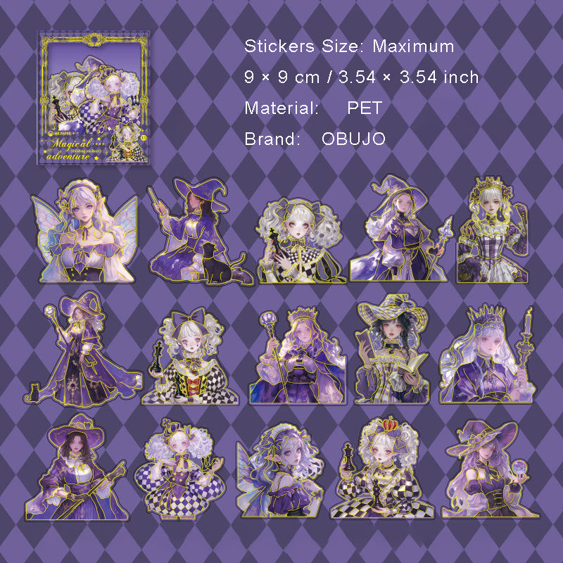 15 Pcs Fantasy Cartoon Girl PET Stickers HMHEZ
