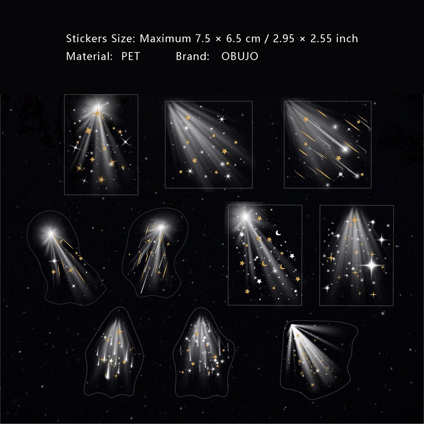 20 Pcs Fantasy Light PET Stickers HGFJ