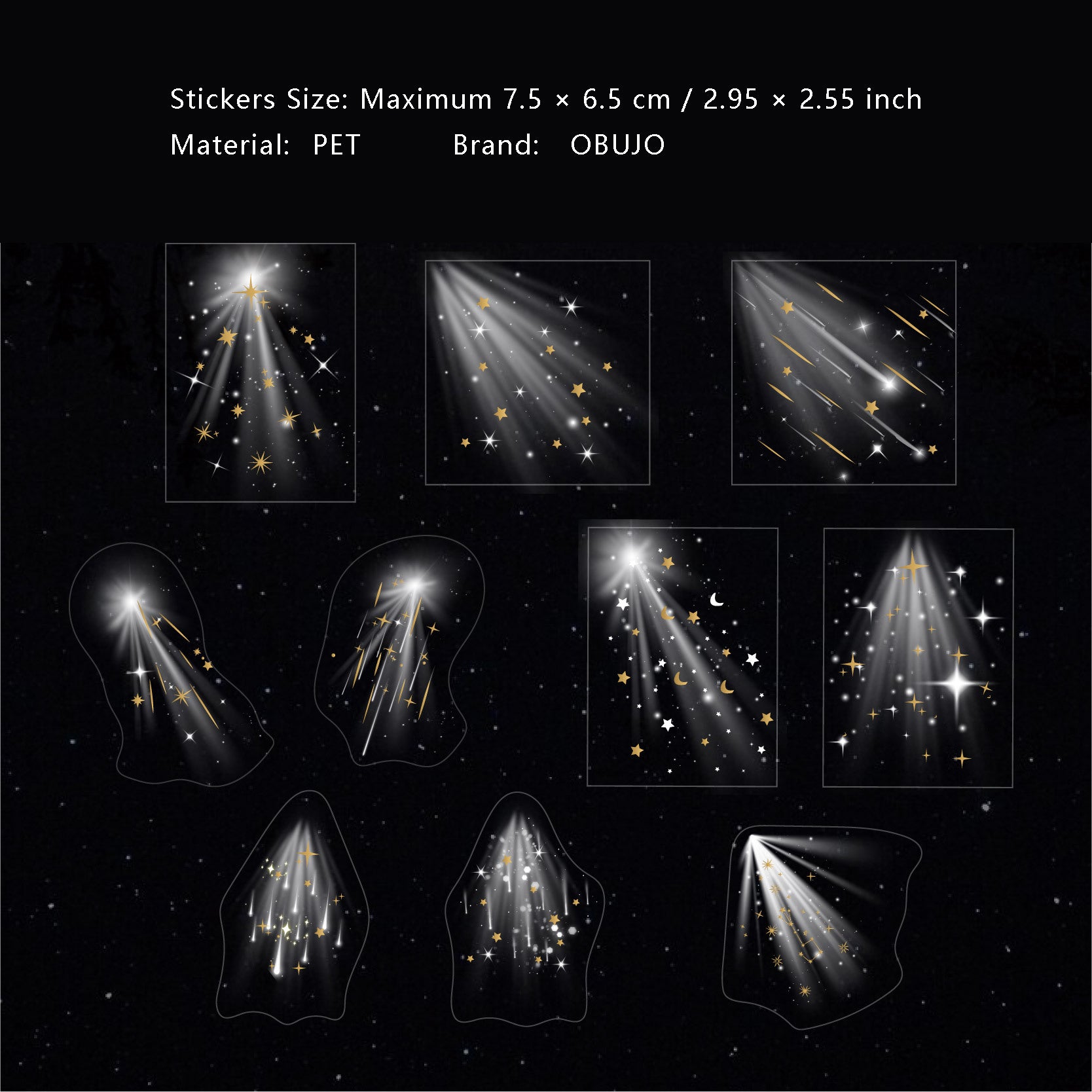20 Pcs Fantasy Light PET Stickers HGFJ