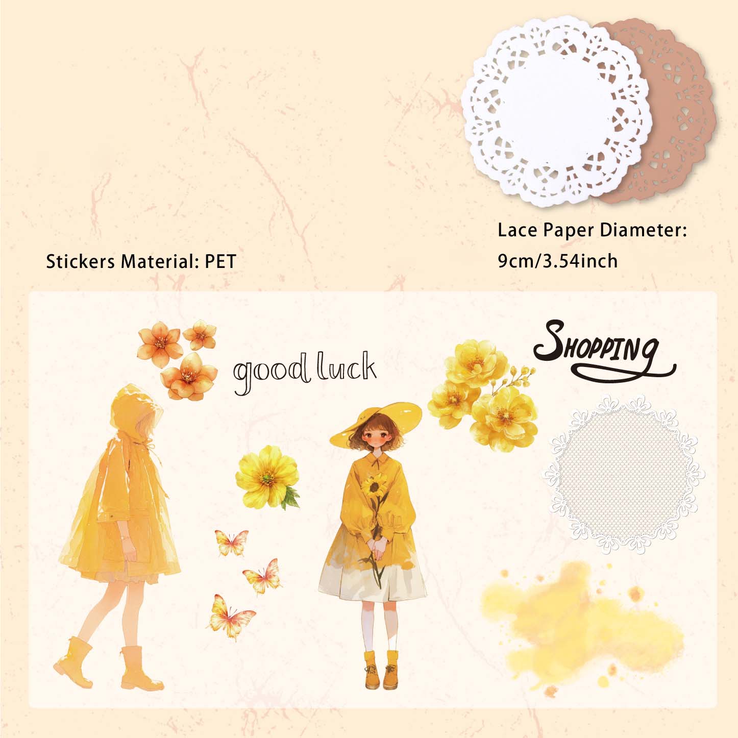 30 Pcs Lace Paper and Girl Stickers HYXL