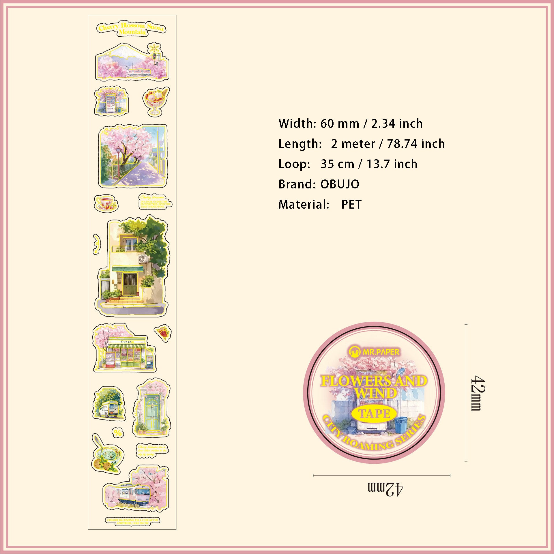 1 Roll Gold Foil Travel Theme PET Stickers Tape CSMYJ