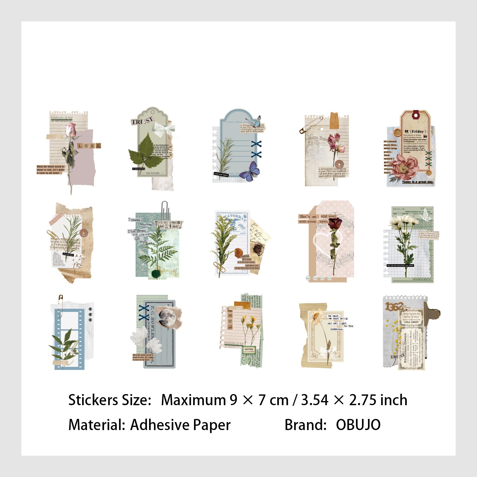 30 Pcs Vintage Plant Collage Stickers YCXL