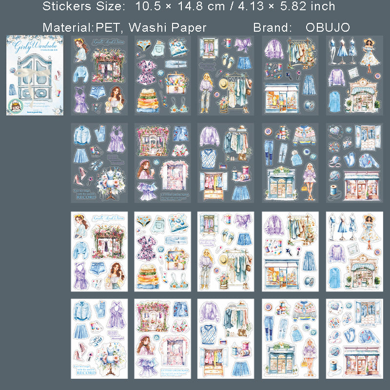 20 Sheets Fashion Cloth PET Stickers BBYC