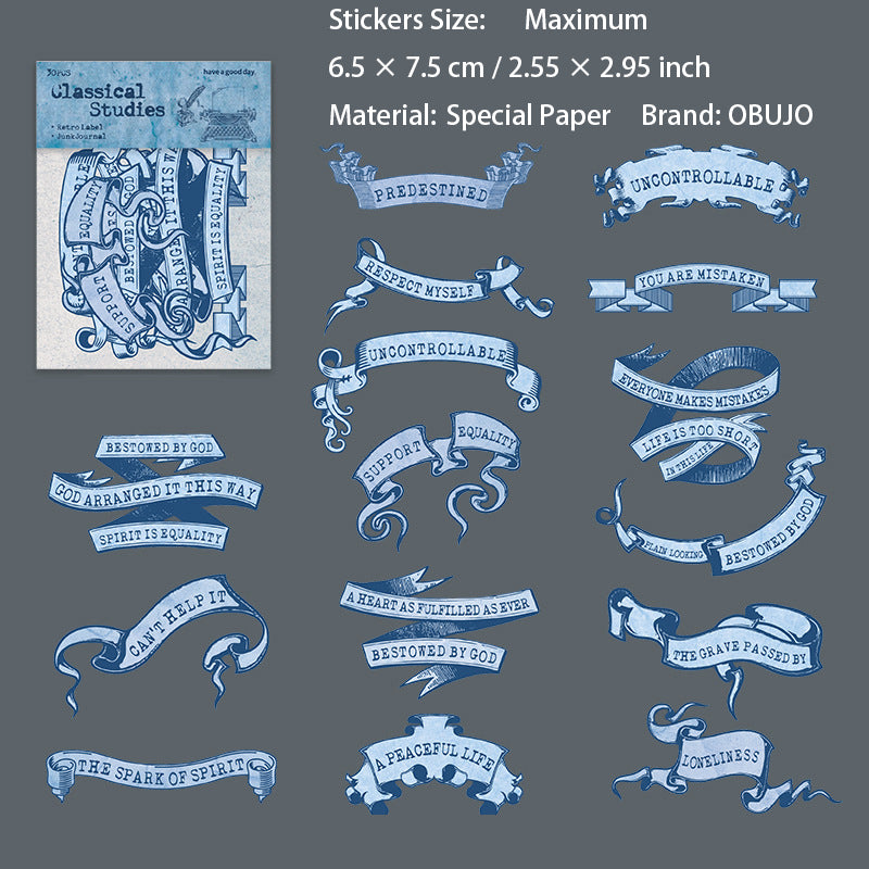 30 Pcs Vintage Words Label Stickers GDJX