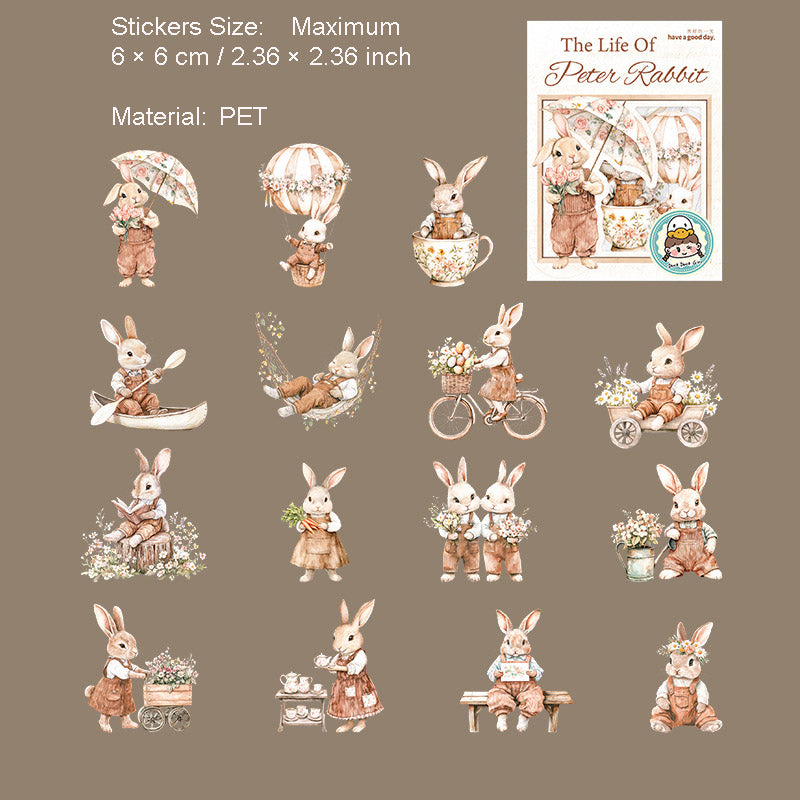20 Pcs Bunny Rabbit PET Stickers BDTDSH