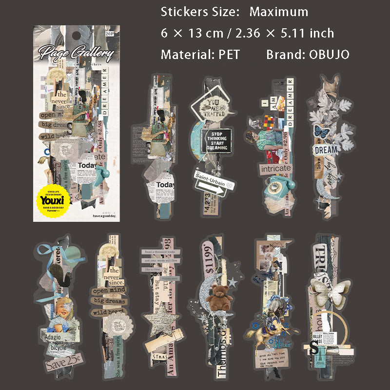 20 Pcs Vintage Collage PET Stickers SYCL