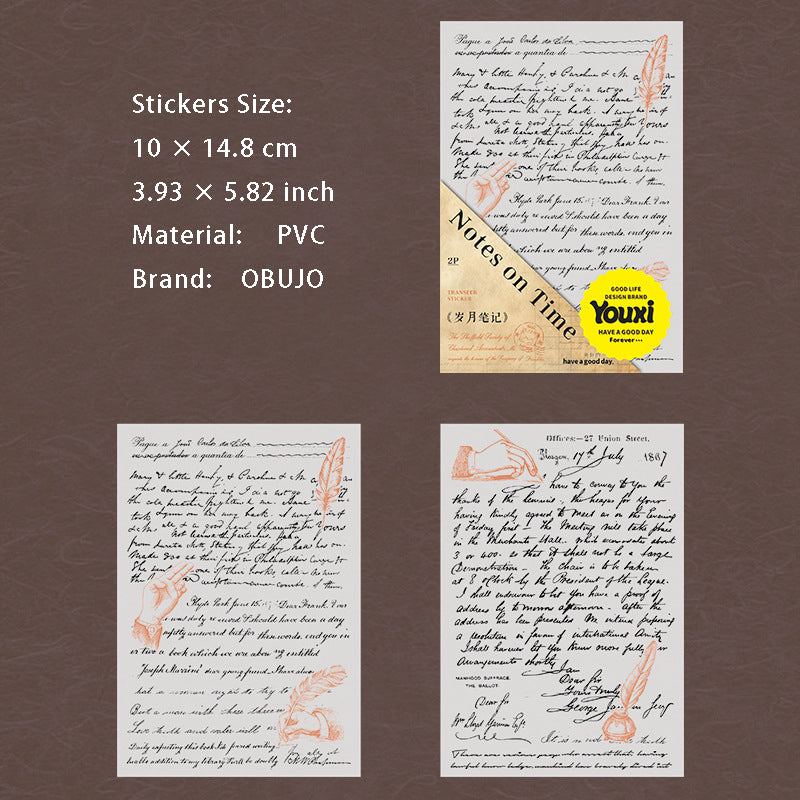 2 Sheets Vintage Transfer Stickers SYBJ