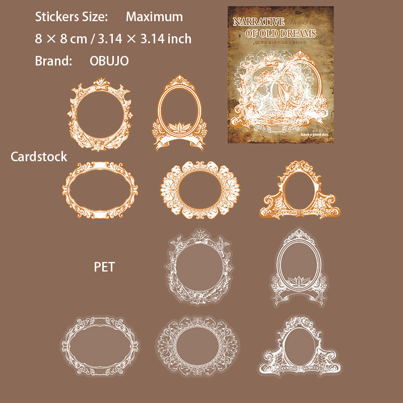 20 Pcs Vintage PET and Cardstock Stickers JMXS