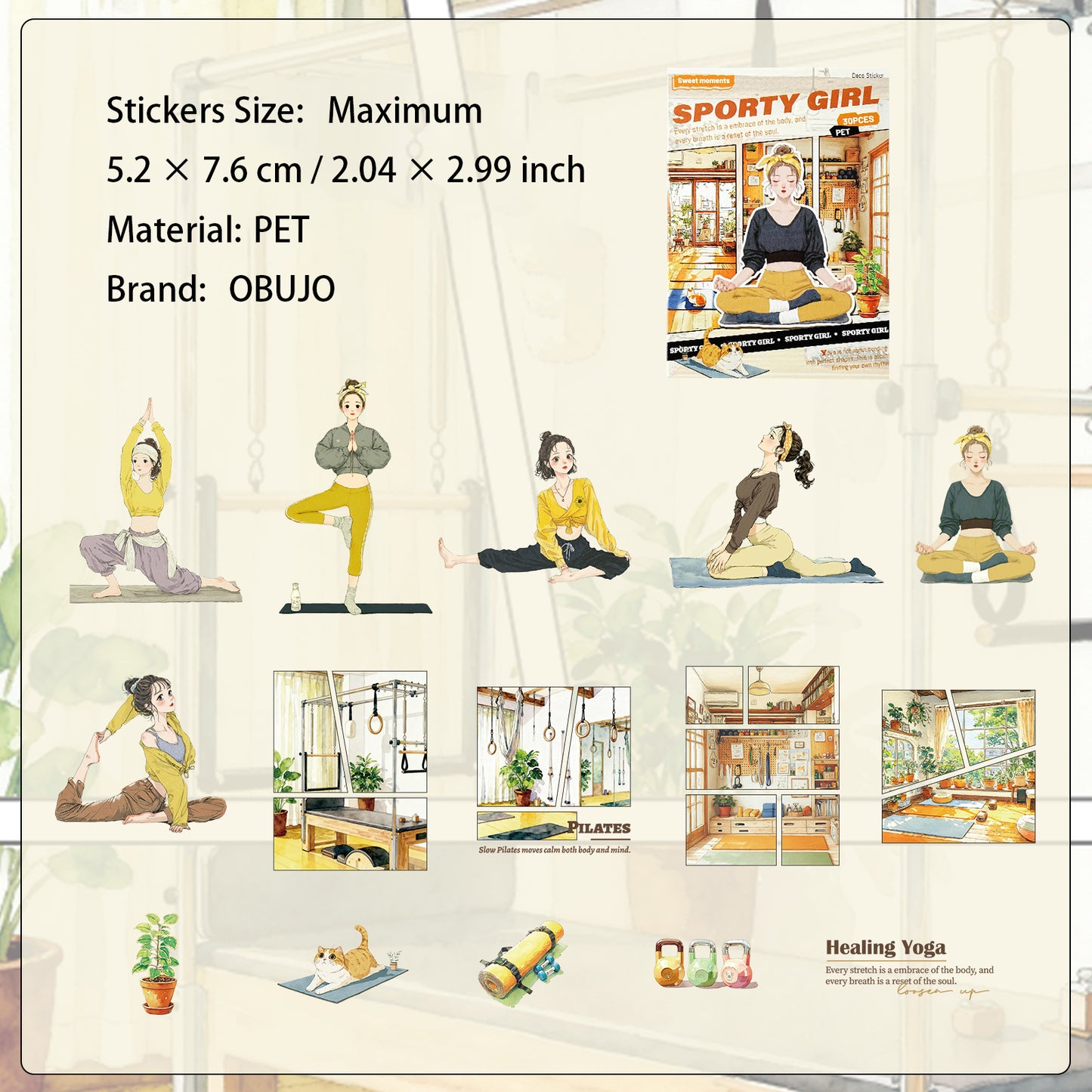 30 Pcs Sporty Girl PET Stickers SNYD