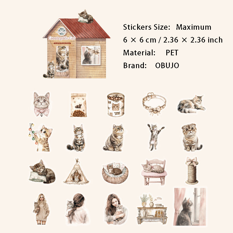 40 Pcs Cat Theme PET Stickers XCLY