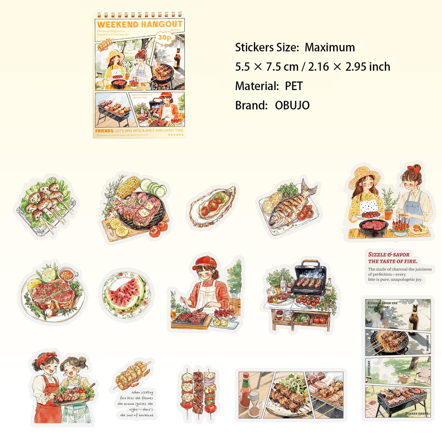 30 Pcs Party Themed PET Stickers XJYX