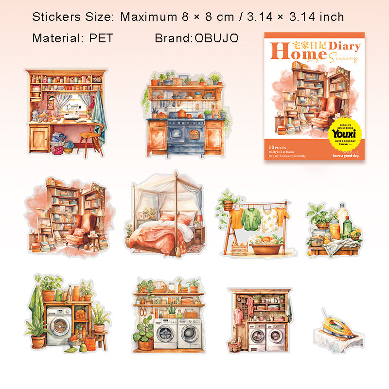 10 Pcs Home Daily PET Stickers ZJRJ