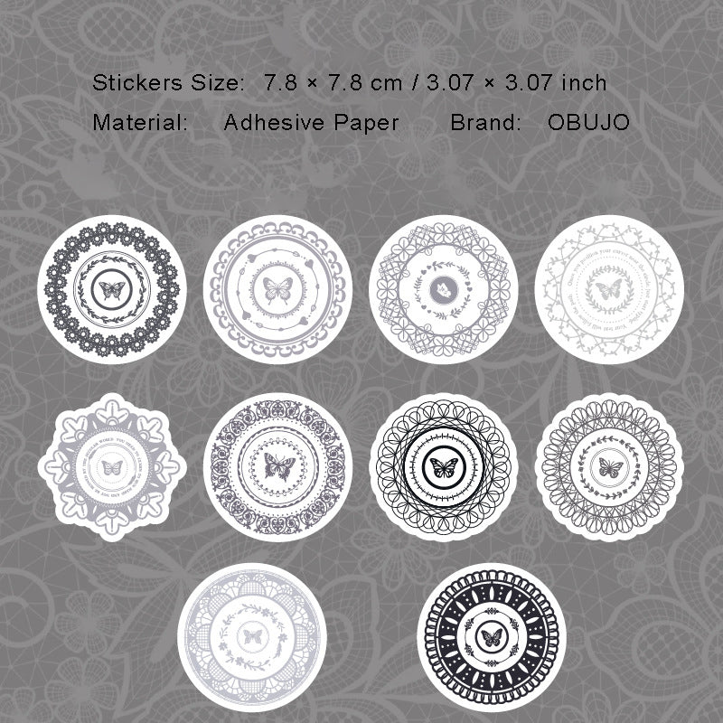 20 Pcs Round Lace Stickers HYLS