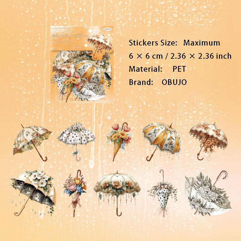20 Pcs Umbrella Theme PET Stickers HSXZQ