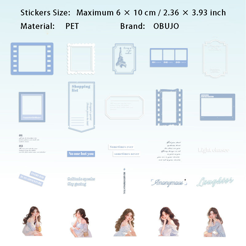 25 Pcs Girl Memory PET Stickers JPHY