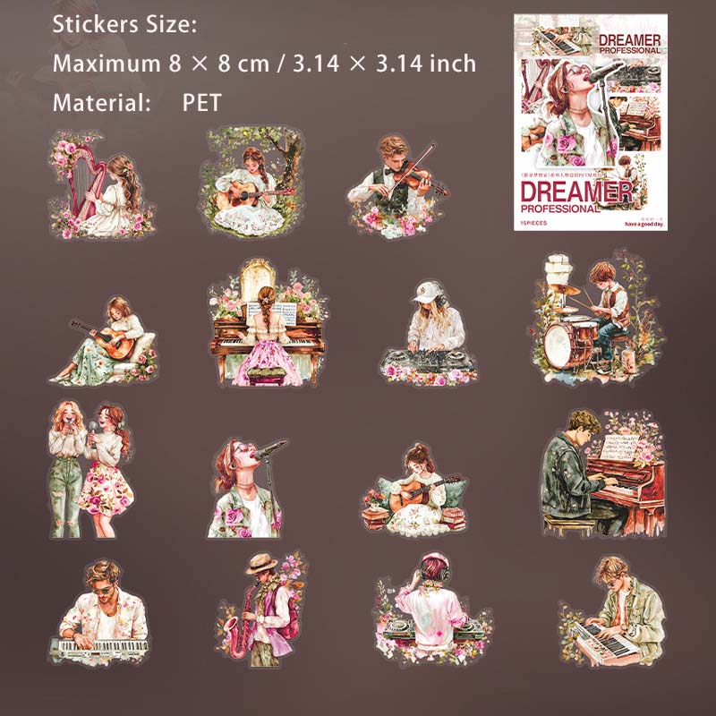 15 Pcs Dream Career PET Stickers ZYMXJ