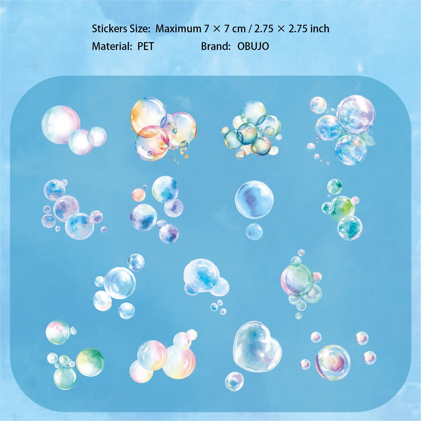 15 Pcs Bubble PET Stickers MPQJ