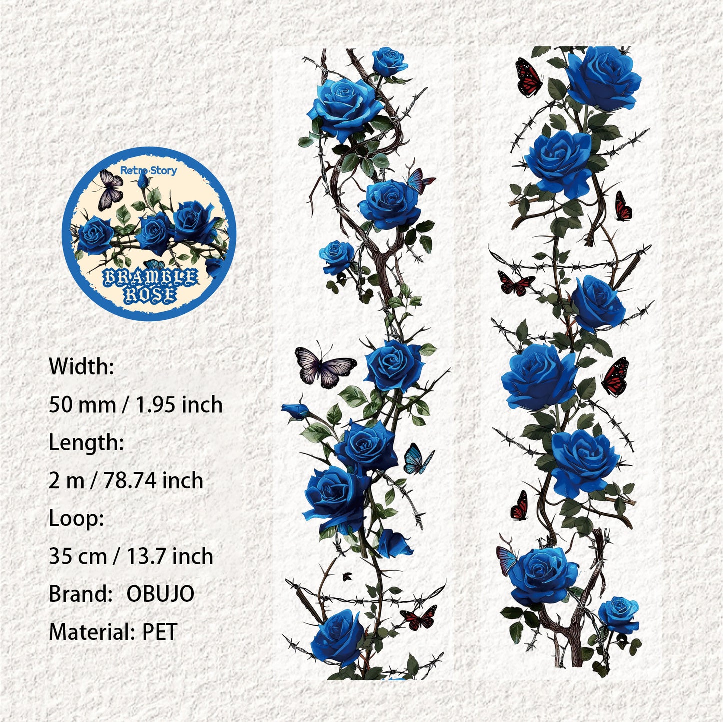 1 Roll Gothic Rose PET Tape JJMG