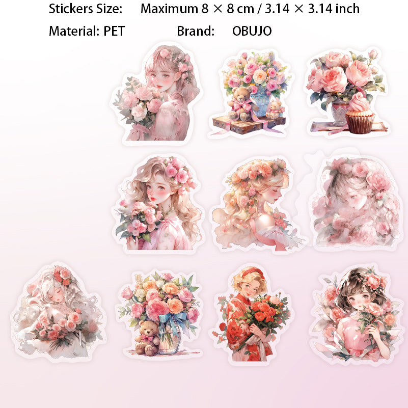 10 Pcs Fantasy Flower Girl PET Stickers HYXS