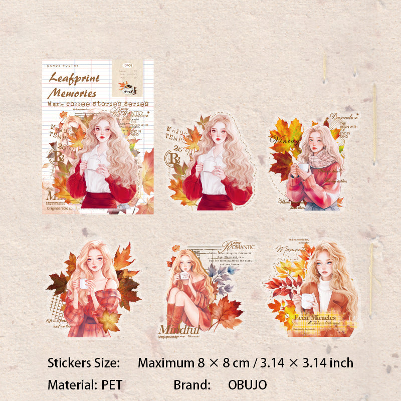 10 Pcs Warm Girl PET Stickers NKXT