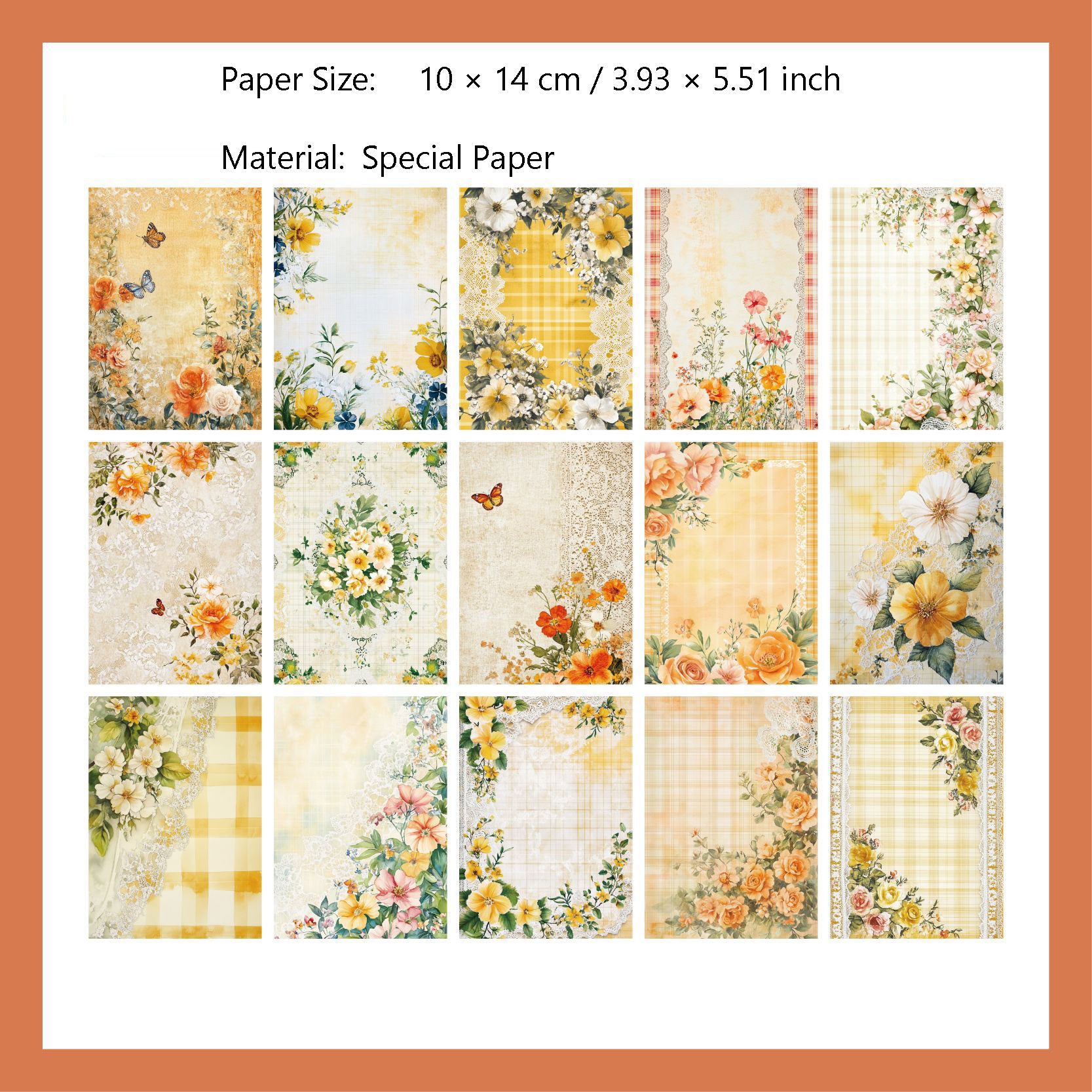 30 Sheets Vintage Floral Scrapbook Paper FRXL