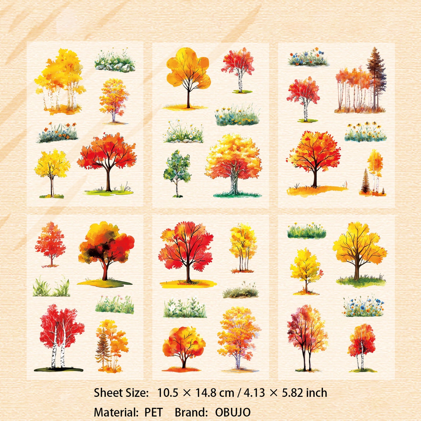 4 Sheets Seasonal Tree Stickers SJSJ