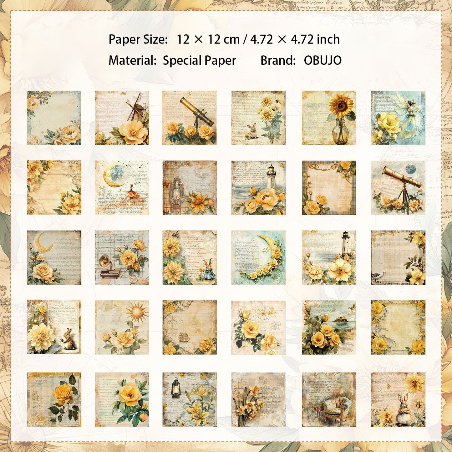 30 Sheets Vitntage Journal Paper JJCC